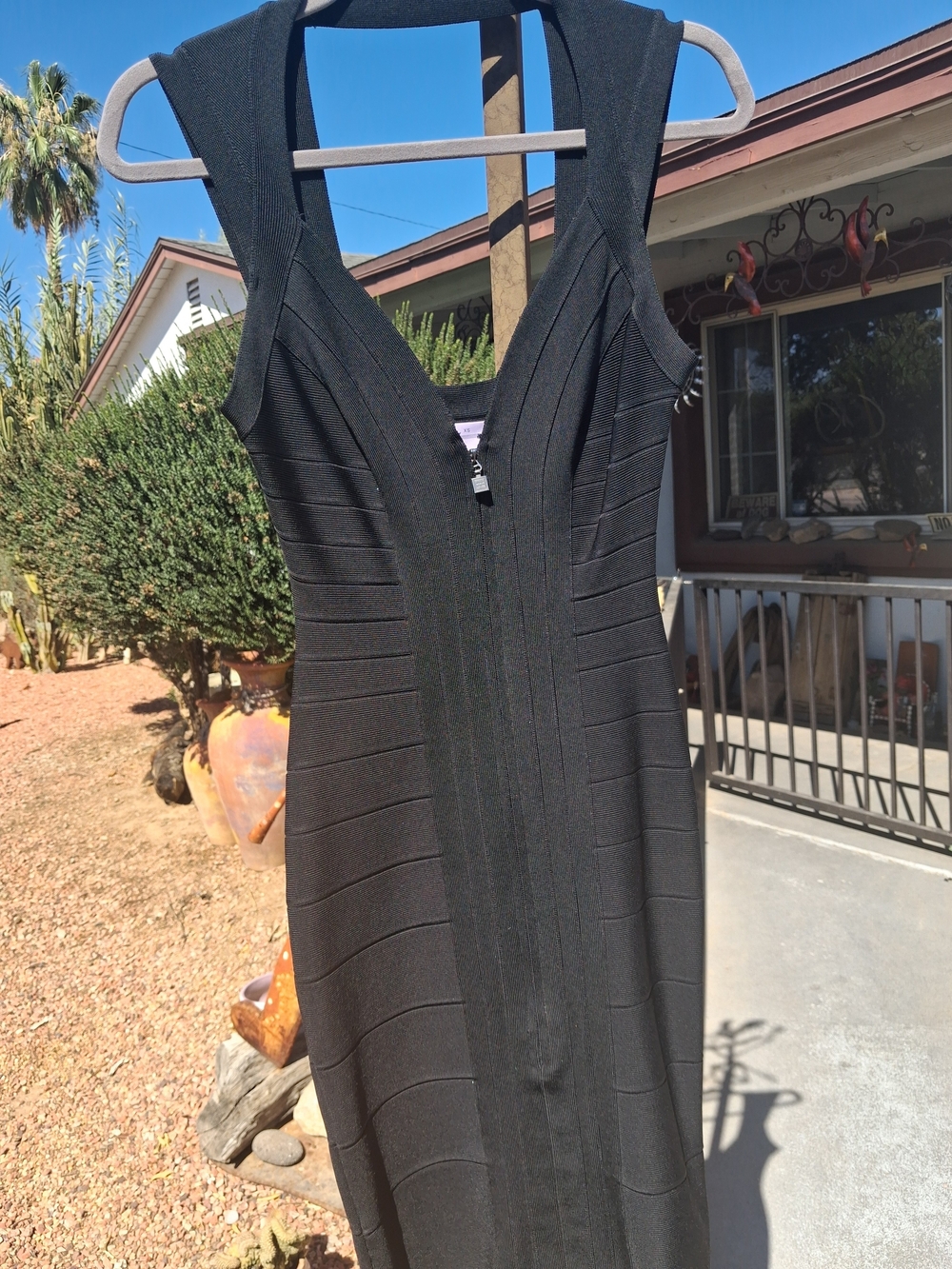 Herve Leger Black Sleeveless Midi Bandage Dress